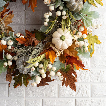 Christmas Pumpkins Wreaths Decoration for Front Door