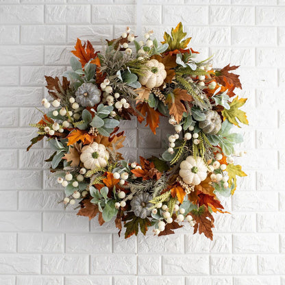 Christmas Pumpkins Wreaths Decoration for Front Door