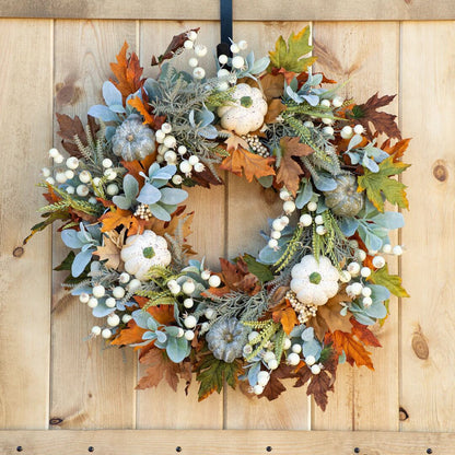 Christmas Pumpkins Wreaths Decoration for Front Door