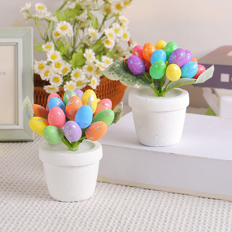 4 PCS Easter Egg Potted Plant Decoration