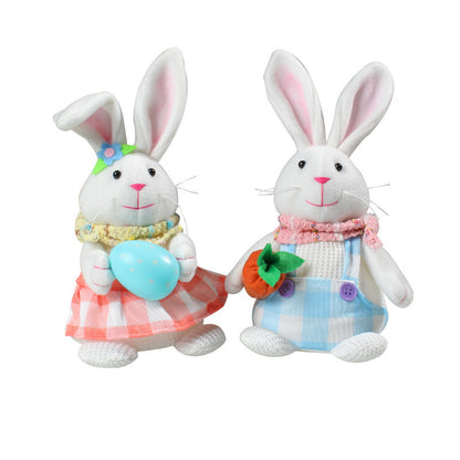 2 PCS Easter Decorations Lighted Plush Bunny