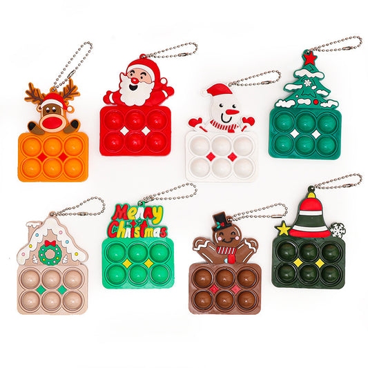 Christmas Small Gift Relieve Stressing Keychain - A Set of 8 Pcs