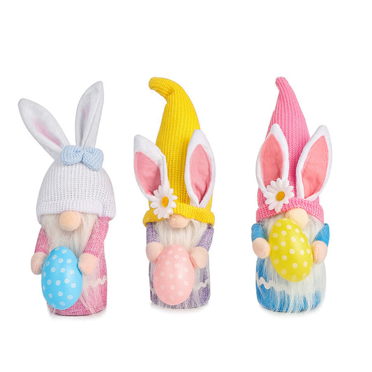 3 PCS Easter Bunny Gnomes Plush Decor